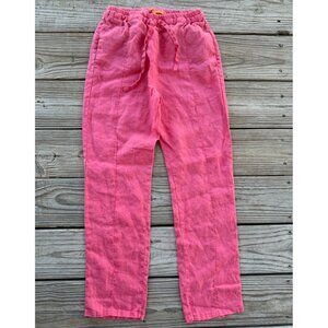 Villagallo 100% Linen Made in Spain Pink Trouser Pant‎ Women's Sz 36 (U.S 4)